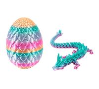 FOLANDO 3D Printed Dragon in Egg, 3D Dragons Eggs with Dragon inside 3D Print Figurine Full Motion Flexible Joints Home Desk Office Decoration Ornament Gift (Rainbow)