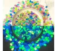 FOLANDO 500 PCS Luminous stones, Colorful Pebbles Glow Cobblestones Garden Glowing Stones Resin Fish Tank Decor Micro Landscape Decoration fluorescent luminous Stone small(5-8mm) (Colorful)
