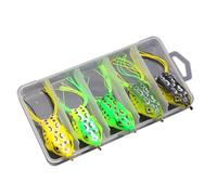 FOLANDO 5pcs 5cm Frog Lures Set, Soft Frog Lure Fishing Lures crank bait frog with hook for Bass Pike Snakehead Dogfish Salmon Musky 8g