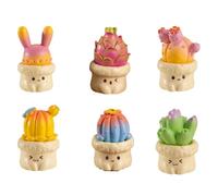 FOLANDO 6-Piece Mini Succulents Figurine Set Cactus Ornament Miniatur Plants Figures Decor Car Console Ornament, Computer Monitor Decor Desktop Bookshelf Decoration Gift (Succulent)