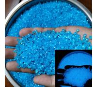 FOLANDO 6000 Pieces Fluorescent Pebbles Resin Pellets Glow-in-the-Dark Artificial Glass Chips Mini Fake Stone Granules for Garden Decoration Aquarium Landscapes Vases Decor Craft, 3-5 mm (Blue)