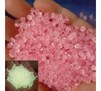 FOLANDO 6000 Pieces Fluorescent Pebbles Resin Pellets Glow-in-the-Dark Artificial Glass Chips Mini Fake Stone Granules for Garden Decoration Aquarium Landscapes Vases Decor Craft, 3-5 mm (Pink)