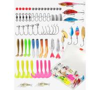 FOLANDO 69-Piece Ultimate Lure Kit - Feather Trebles/Scented Grubs/Crankbaits for Bass/Pike/Perch | All-Water Ready Tackle Box (188g)
