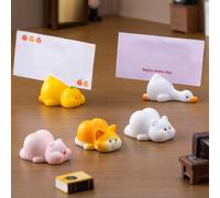 FOLANDO Animal Bottom Clip Figurines - 5-Piece Cute Animal Figures Ornaments Pig Shiba Bear Ducks Desk Decor Memo Holder Label Clip Computer Monitor Car Micro-Landscape Decoration (5 Animals)