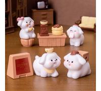 FOLANDO Coffee Puppy Figure Set, 11 Pcs Mini Dog Figurines Ornaments Coffee Shop Puppies Statue Garten Decoration Pet Dog Animal Figures Doggy Sculpture Micro Landscape Desk Office Car Decor