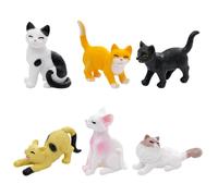 FOLANDO Cute Cats Figure Set, 6 Pcs Mini Cat Figurines Kitten Ornaments Kitty Statue Garten Decoration Pet Kitties Animal Figures Resin Sculpture Micro Landscape Desk Office Car Decor (Cats)