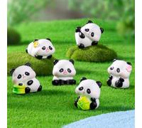 FOLANDO Cute Panda Figure Set, 6 Pcs Mini Pandas Figurines Ornaments Panda Statue Garten Decoration Animal Figures Pandas Sculpture Micro Landscape Desk Tabel Office Car Decor (6 pandas)