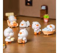FOLANDO Duck Figure Set, 6 Pcs Mini Ducks Figurines Duckling Ornaments White Ducklings Statue Garten Decoration Animal Figures Adorable Ducky Sculpture Micro Landscape Desk Office Car Decor (Duck)