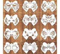 FOLANDO Face Paint Stencils Reusable, 12 Pcs Butterfly Face Painting Stencils for Kids Animal Pattern PVC Painting Stencils for Face Painting Graffiti Carnival Halloween Christmas Party 20 * 15cm