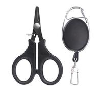 FOLANDO Fishing Scissors, Fishing Line Cutter &Braided Line Cutter with Retractable Lanyard Corrosion-Resistant, Serrated Blades for Cutting Braided Line