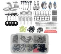 FOLANDO Jig Hook 170PCS Fishing Tackle Kit with Hooks,weights,Beads, Swivels & Accessories for Freshwater/Saltwater Anglers