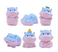 FOLANDO Little Hippos Figure Set, 6 Pcs Mini Hippo Figurines cute Hippos Ornaments Garten Statue Decoration Resin Animal Figures Sculpture Micro Landscape Desk Office Car Dashboard Decor (Hippos)