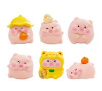 FOLANDO Pigs Figure Set, 6 Pcs Mini Piglet Figurines Pig Ornaments Pet Piggy Statue Garten Decoration Animal Figures Pig Sculpture Micro Landscape Desk Office Car Decor (Piglets)