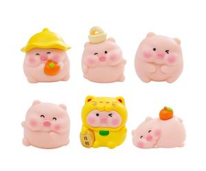 FOLANDO Pigs Figure Set, 6 Pcs Mini Piglet Figurines Pig Ornaments Pet Piggy Statue Garten Decoration Animal Figures Pig Sculpture Micro Landscape Desk Office Car Decor (Piglets)