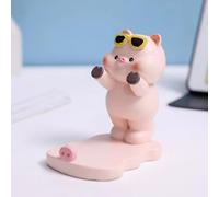 FOLANDO Pink Pig Phone Stand Piggy Figurine Phone Holder Table Desktop Ornament Piglet Sculpture Cute Animal Figur Desk Shelf Car Office Decoration Birthday Gift for Girls