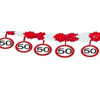 Folat 05233 50th Birthday Traffic Sign Garland with Hangers, Multi Colours, Zahl 50