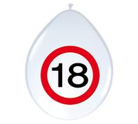 Folat 05367 18th Birthday Traffic Sign Balloons - 8 pieces, White