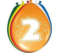 Folat 08202 2nd Birthday Balloons - 8 pieces, Multi Colors, 2