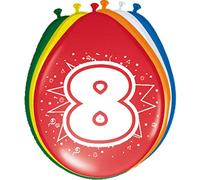Folat 08208 8 8th Birthday Balloons 30cm Pieces, Multi Colors
