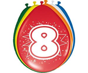 Folat 08208 8 8th Birthday Balloons 30cm Pieces, Multi Colors