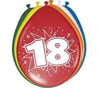 Folat 08218 18th Birthday Balloons 30cm - 8 pieces, Multi Colors, 18