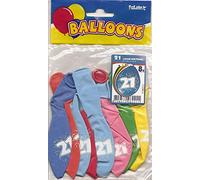 Folat 08221 Zahl 21st Birthday Balloons 30 cm - 8 pieces, Multi Colors, 21