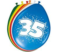 Folat 08223 35th Birthday Balloons 30 cm - 8 pieces, Multi Colors, Costumes