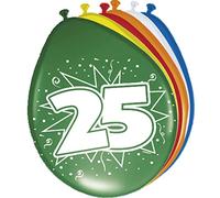 Folat 08225 25th Birthday Balloons 30 cm - 8 pieces, Multi Colors