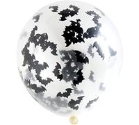 Folat 08603 Balloons with Bat Confetti 30 cm-4 Pieces, Black