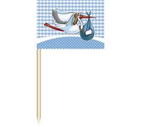 Folat 09070 Birth Boy Party Pickers Stork-50 Pieces, Blue