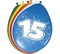 Folat - 15 Years Balloons for Party Decoration - Multicolor - 12In / 30cm - 8 pieces