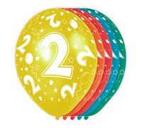 Folat 19302 2nd Birthday Balloons - 5 pieces, Multi Colors