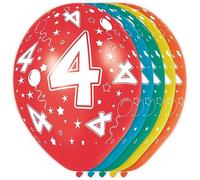 Folat 19304 4th Birthday Balloons - 5 pieces, Multi Colors