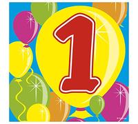 Folat - 1st Birthday Balloons Napkins - Multicolor - 20 pieces