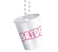 Folat 21446 Shot Glasses with Chain Shot Glass with Chain - Bride - She Said Yaasss - White for Wedding Parties and Hen Parties, Team Bride