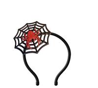 Folat 23856 23856-Happy Spider Web Headband Tiara with Spider Black with Red Halloween Party Multicoloured