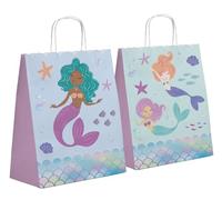 Folat 23931 Mermaid Birthday Decoration Blue with Iridescent Glitter - Gift Bags - Mermaid Magic - 20 x 27 cm - Pack of 6 - Mermaid Decoration for Mermaid Party