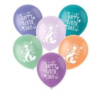 Folat 23932 Mermaid Birthday Decoration Blue with Iridescent Glitter Latex Balloons Mermaid Magic 33 cm Pack of 6 Mermaid Decoration for Mermaid Party