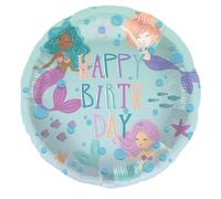 Folat 23933 Mermaid Birthday Decoration Blue with Iridescent Glitter Foil Balloon Mermaid Magic 45 cm Mermaid Decoration for Mermaid Party