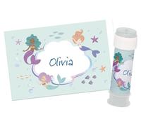 Folat 23935 Mermaid Birthday Decoration Blue with Iridescent Glitter - Bubble Soap Sticker - Mermaid Magic - Pack of 6 - Mermaid Decoration for Mermaid Party