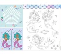 Folat 23936 Birthday Blue with Iridescent Sequins Activity Placemat Mermaid Magic 6 Pieces Decoration Mermaid Girl Princess Sea Party, Multi-Coloured