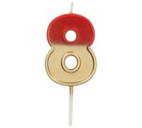 Folat 24218 Birthday Candles - Candle Retro Number 8 Red - 5 cm - Cake Decorations for Birthday Anniversary Wedding Party Graduation Party