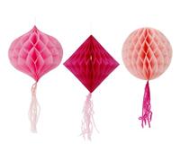 Folat 24315 Pink Paper Honeycomb Ball Set, Perfect Pink, 3-Piece Wedding Party Decorations for Festival, Carnival, Birthday Decoration, Baby Shower and Baby Shower Girls