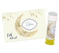 Folat 24900 Decorative Soap Bubbles Stickers Mubarak Pack of 6 Eid Decorative Star Moon Accessories Ramadan, Multi-Coloured