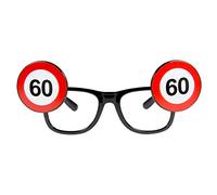 Folat 24960 60th Birthday Traffic Sign Glasses, Unisex Adult, Multi Colors, Zahl 60
