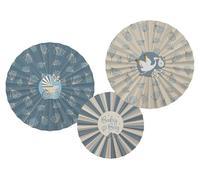 Folat 24986 Shower Fan Set-Blooming Baby Boy-3 Pieces-Gender Reveal Decorations, Blue