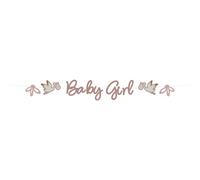 Folat 24999 Shower Decoration, Baby Shower, Pink, White Letter Garland Blooming Baby Girl-2 Metres