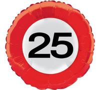 Folat - 25th Birthday Traffic Sign Foil Balloon - 46 cm