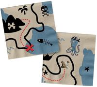 Folat 27469 Pack of 20 Napkins for Children's Birthday Party Decorations Pirate Motif 33 x 33 cm Pirate Party Tableware for Girls and Boys