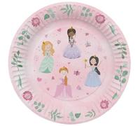 Folat 27486 Princess Birthday Decoration Pink - Plate - Pretty Princess - 23 cm - Pack of 8 - Princess Party Tableware for Princess Party